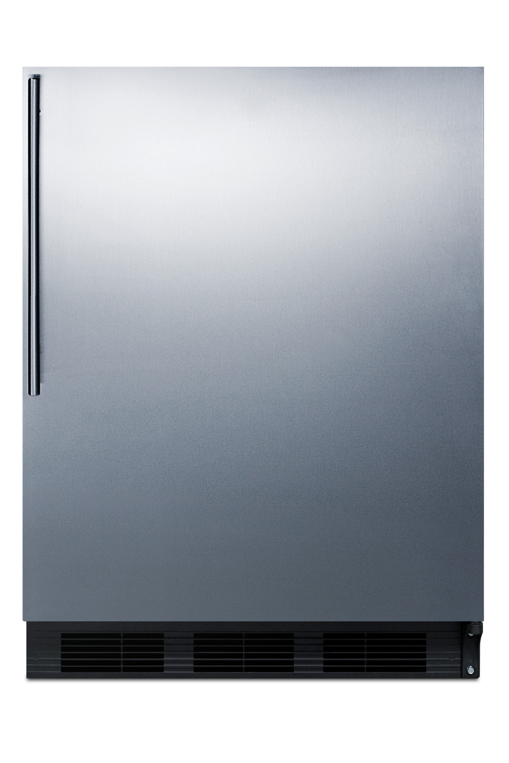 ADA compliant built-in undercounter refrigerator-freezer for residential use, cycle defrost w/deluxe interior, SS door, thin handle, and black cabinet
